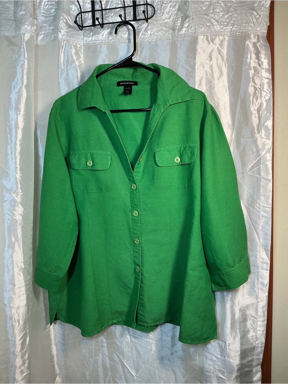 Ashley Stewart Bright Green Button-Front shirt